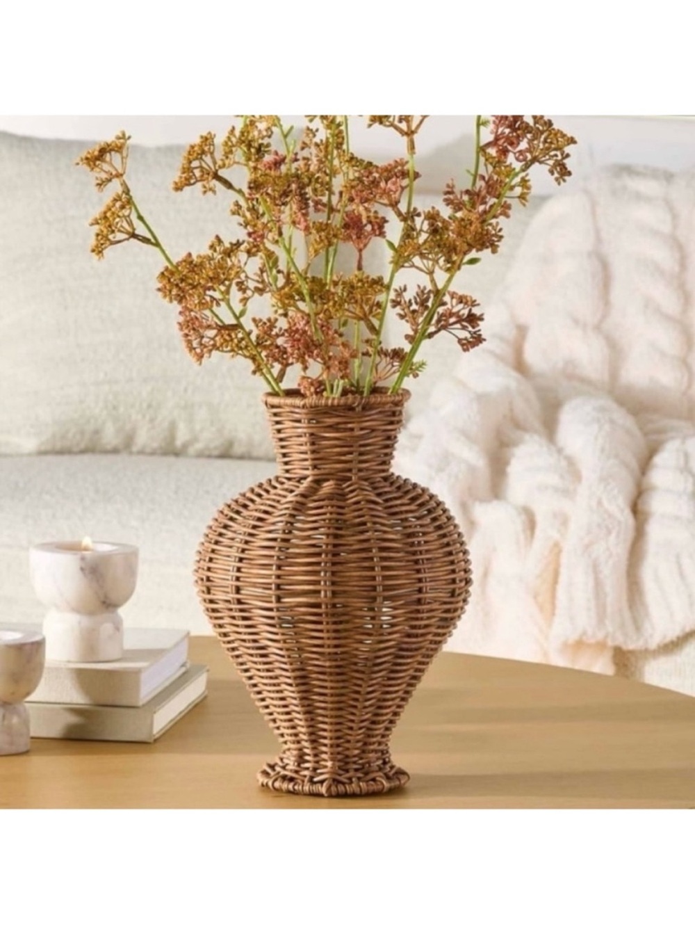 🆕- Better Homes & Gardens Woven Rattan Indoor Vase, 10"